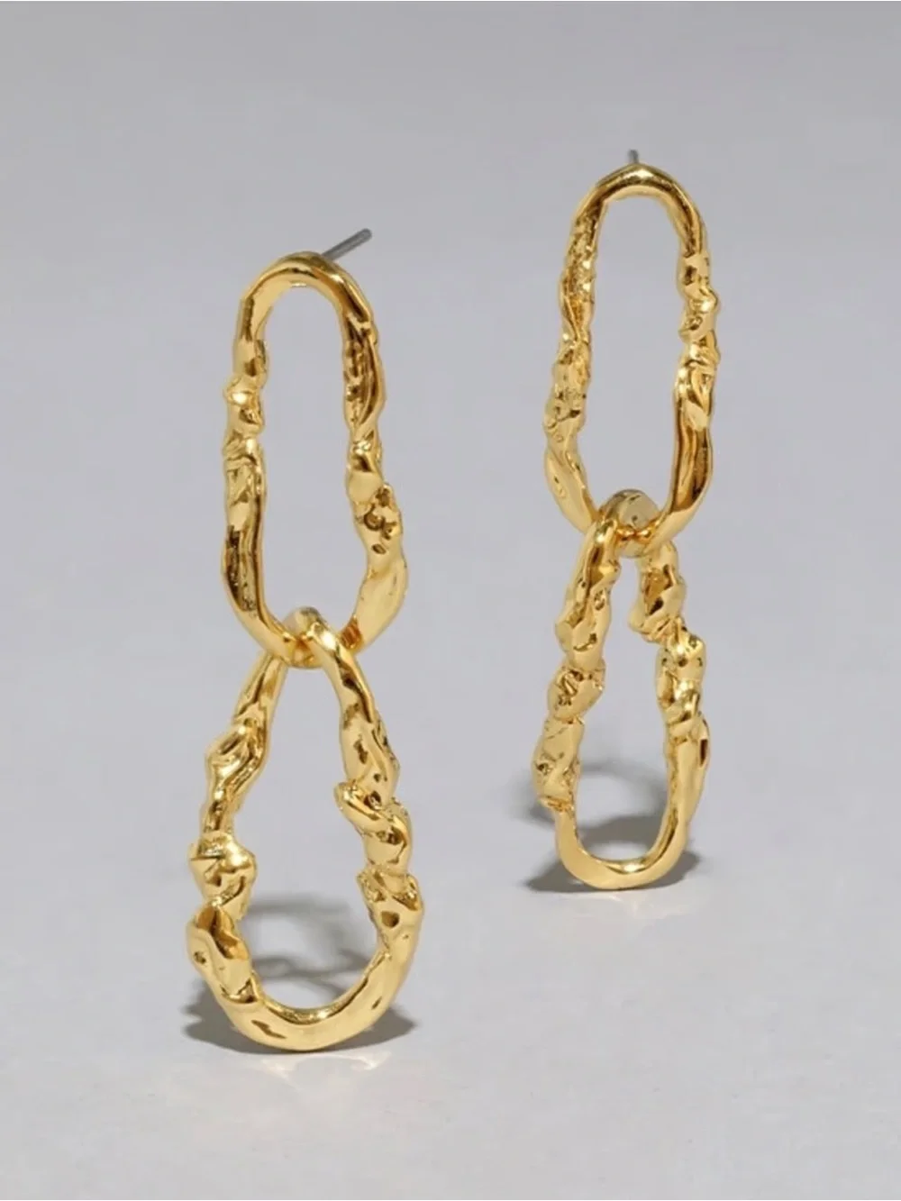 ALEXIS BITTAR Brut Link Post Drop Earrings Gold Plated